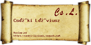 Csáki Líviusz névjegykártya